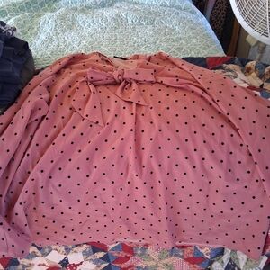 Lane Bryant Pink and Black Polka Dot Blouse